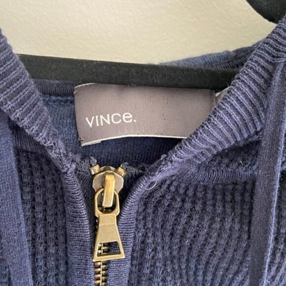 𝅺vince Waffle knit navy hooded jacket - Picture 4 of 8